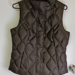 Eddie Bauer Vest Women's Size Med Brown Puffer Goose Down Full Zipper Closure